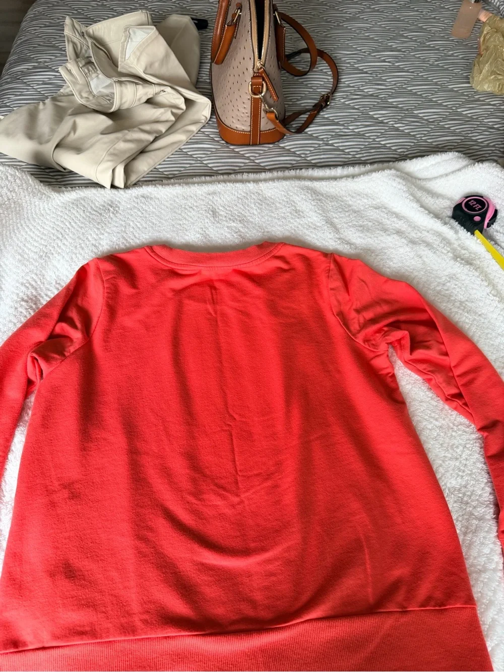 Michael Kors Red Crewneck Sweater with Gold Zipper Details